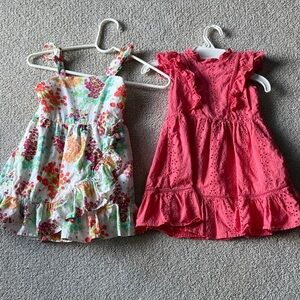 Janie and Jack Floral Multicolor and Coral Dresses